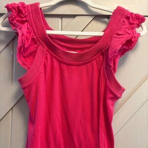 Anthropologie Pilcro Fuchsia Ruffled Tank Top